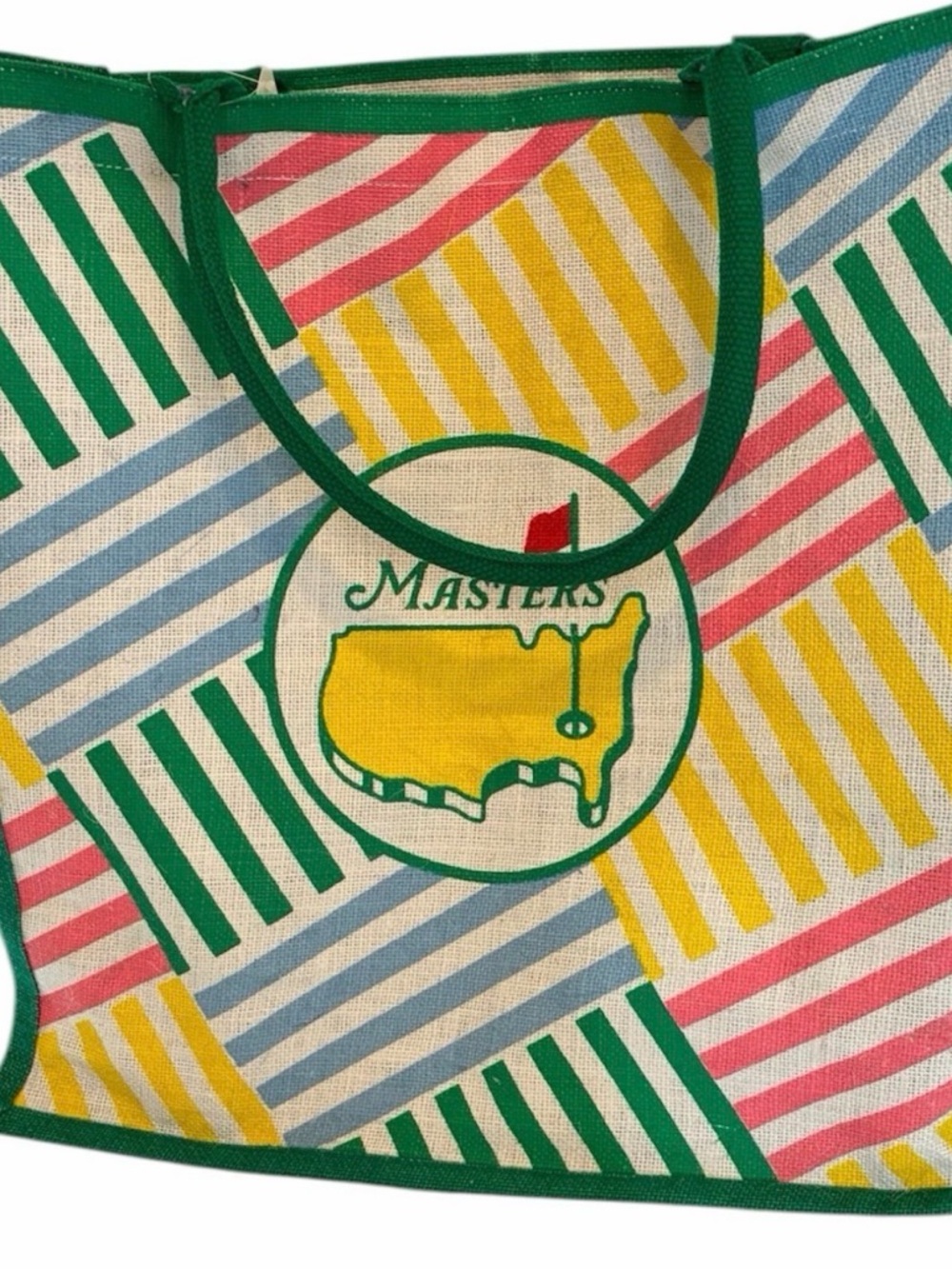 Masters Canvas Tote with Yellow Map Emblem and Green Trim